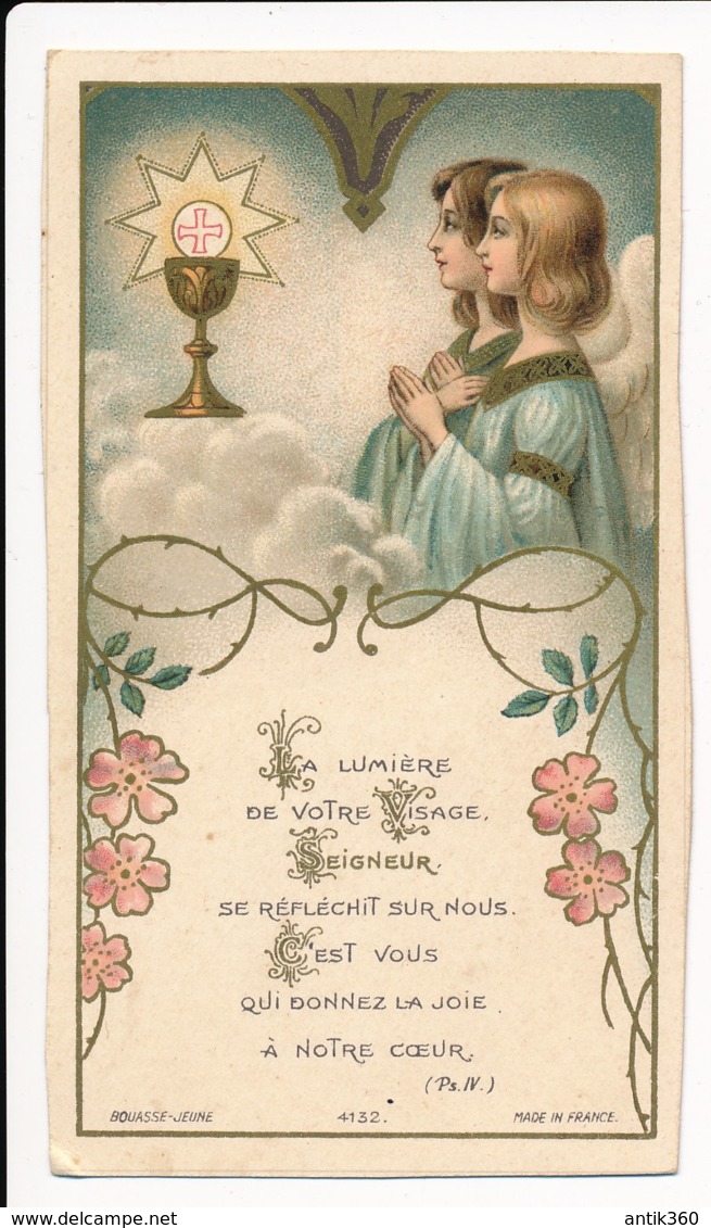 Image Pieuse Holy Card Santino Editeur BOUASSE Jeune Art Nouveau Chromo Anges Calice Communion La Lumière... - Devotion Images