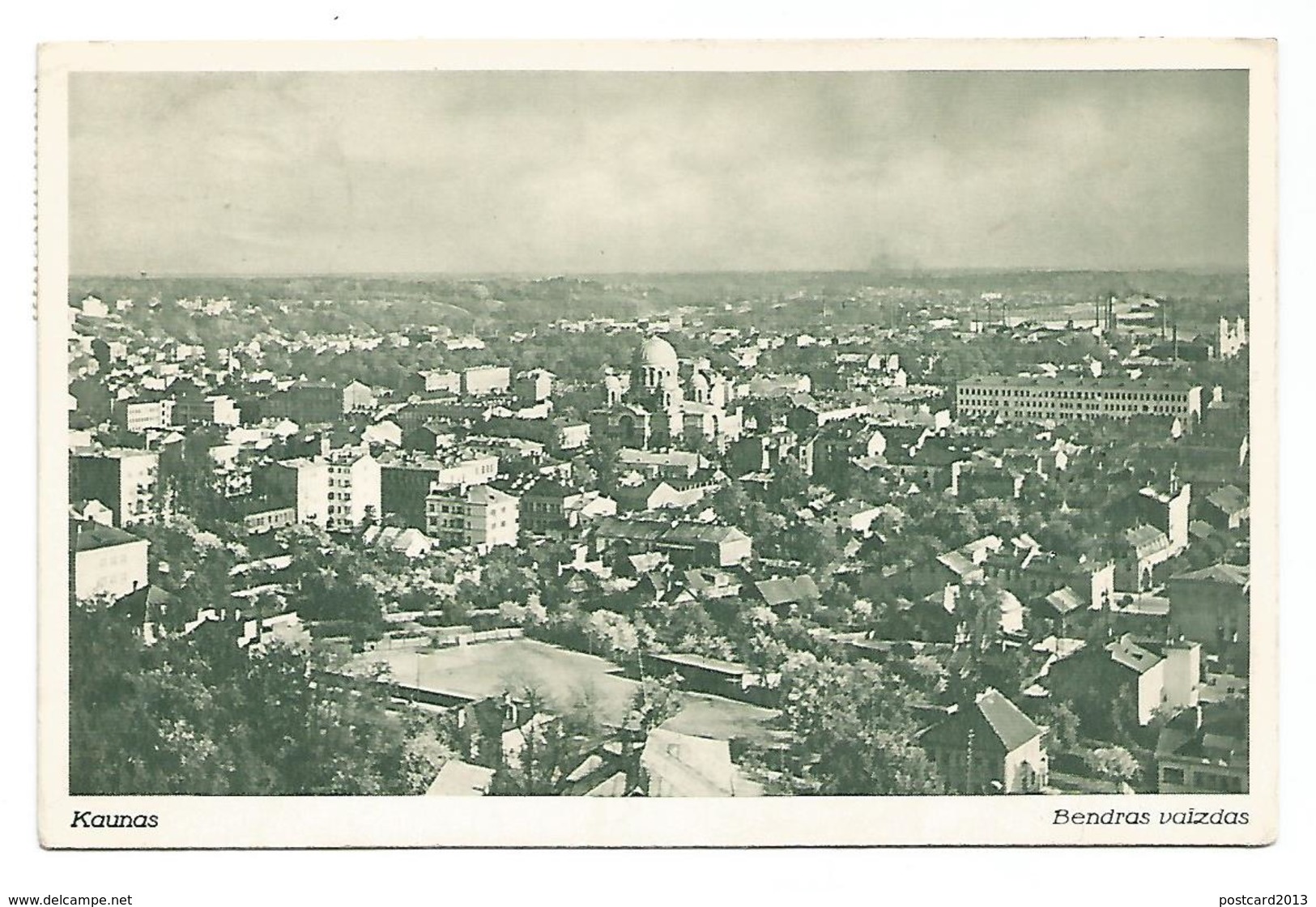 OLD POSTCARD WITH VIEW OF KAUNAS - BENDRAS VAIZDAS ,  1938 . - Lituanie