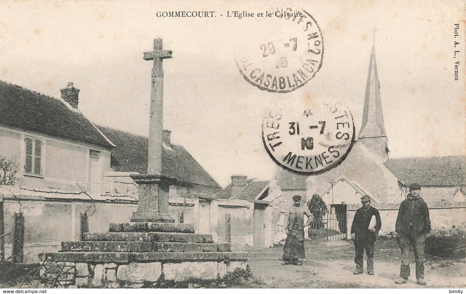 § 78 Gommecourt Eglise Et Calvaire Cpa Carte Animée - Autres & Non Classés