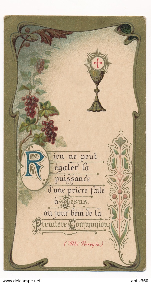 Image Pieuse Holy Card Santino Chromo Art Nouveau Calice Première Communion - Devotion Images