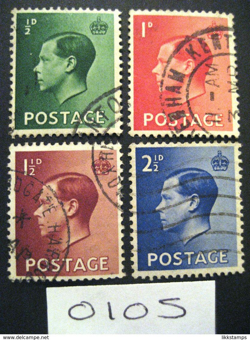 EDWARD VIII 1936 DEFINITIVE STAMPS ONE VERY FINE USED SET OF 4. #00343 - Used Stamps