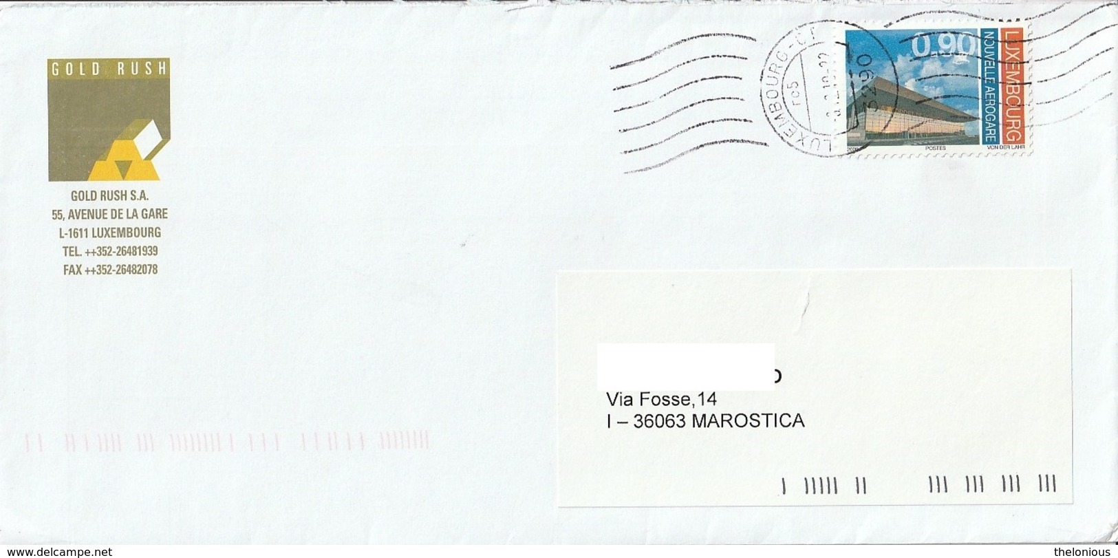 # Lettera Lussemburgo 2011 Per Marostica Con Francobollo Del 2009, Aeroporti | Aviazione | Edifici - Storia Postale