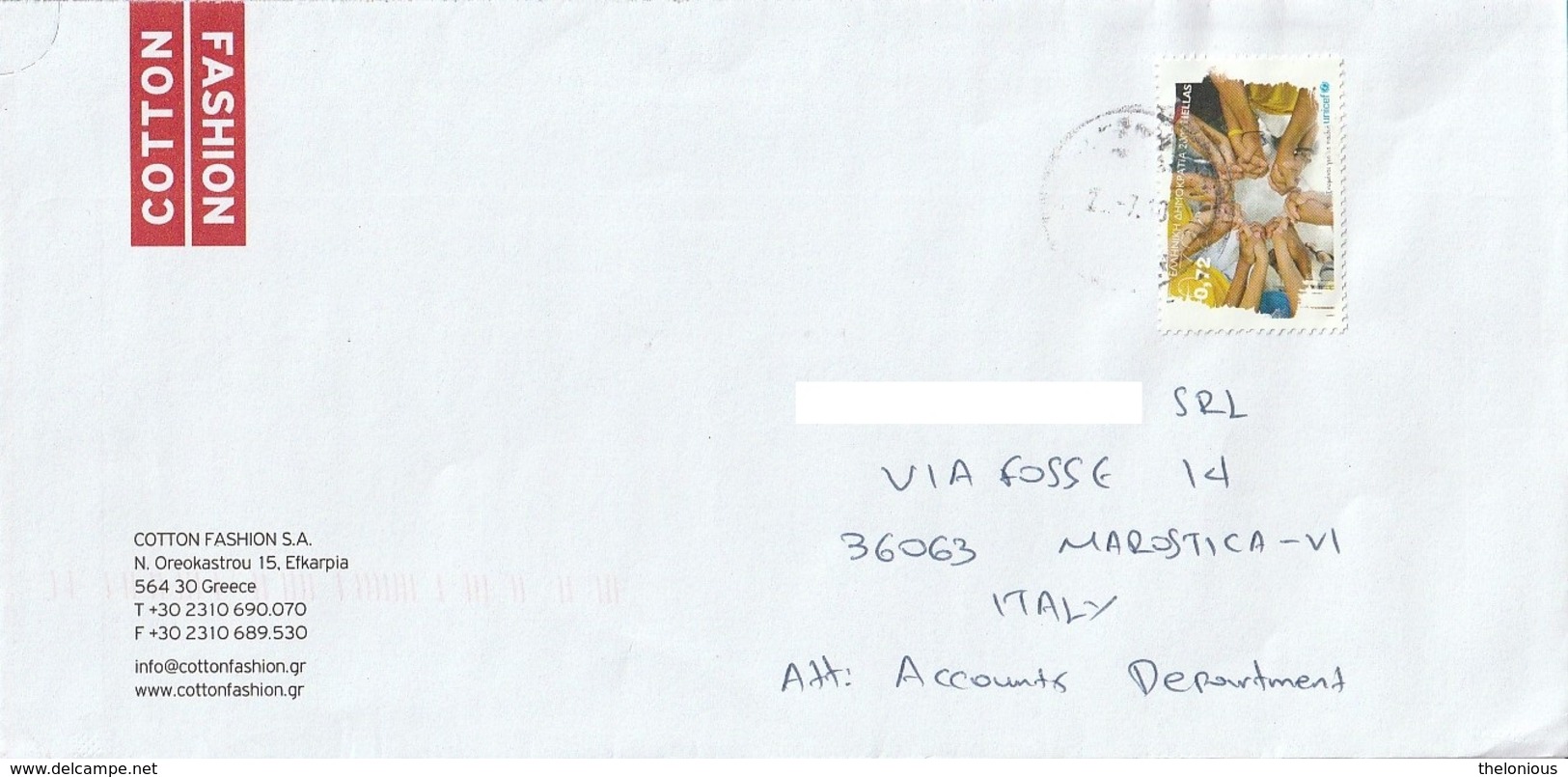 # Lettera Dalla Grecia Per Marostica Con Francobollo Del 2009 - Storia Postale