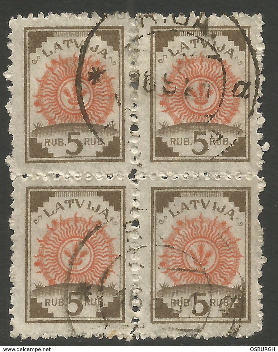LATVIA. 1920. 5r BLOCK OF FOUR. USED - Latvia