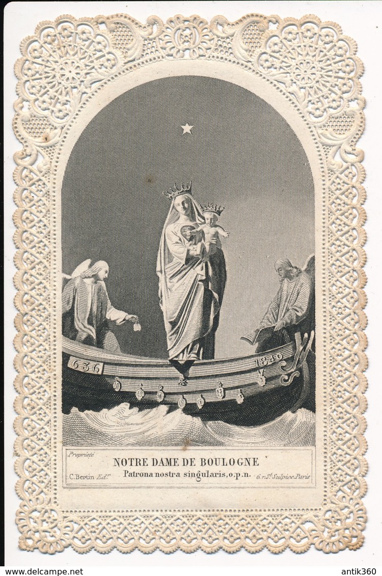 Image Pieuse Holy Card Santino XIXe Canivet Dentelle Notre Dame De Boulogne - Santini