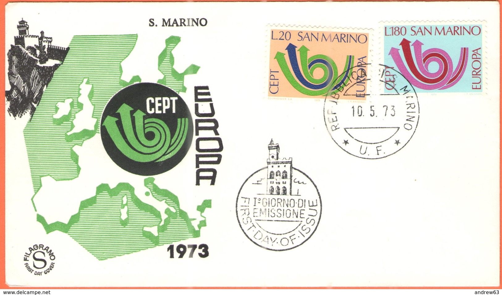 SAN MARINO - 1973 - Europa CEPT - FDC - Filagrano - 1973