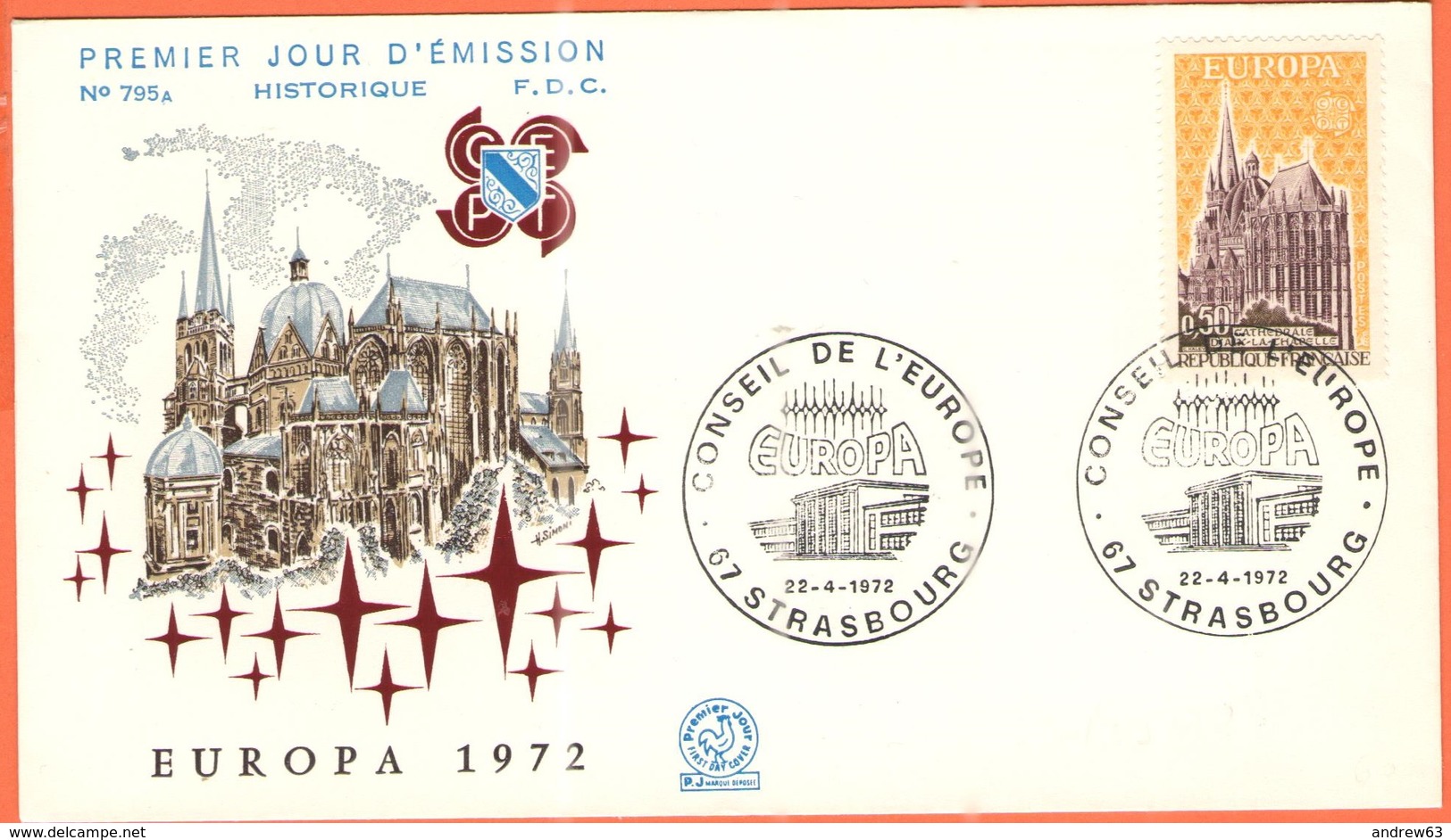 FRANCIA - France - 1972 - Europa Cept - FDC - Strasbourg - 1972