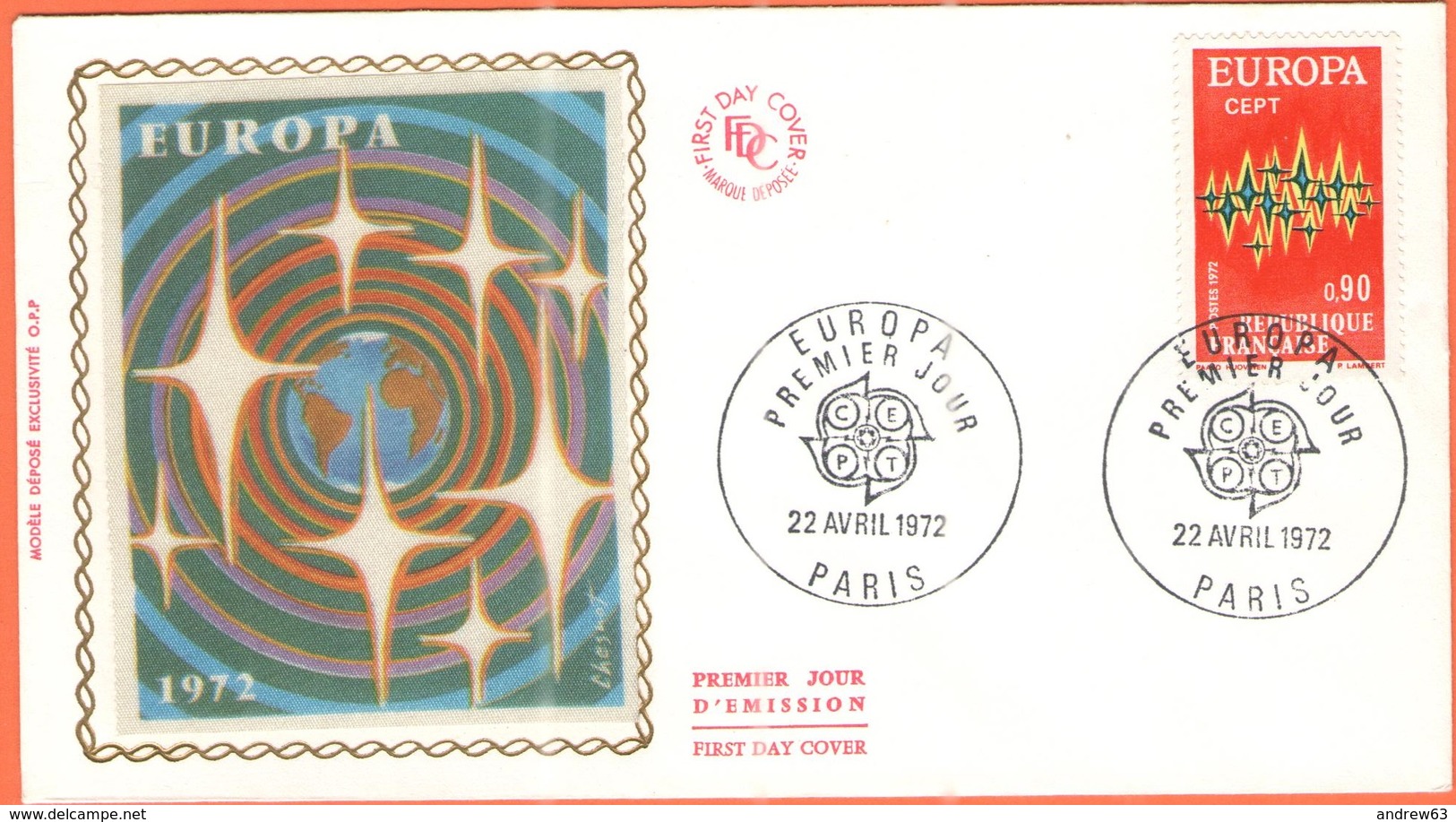 FRANCIA - France - 1972 - Europa Cept - FDC - Soie - Paris - 1972