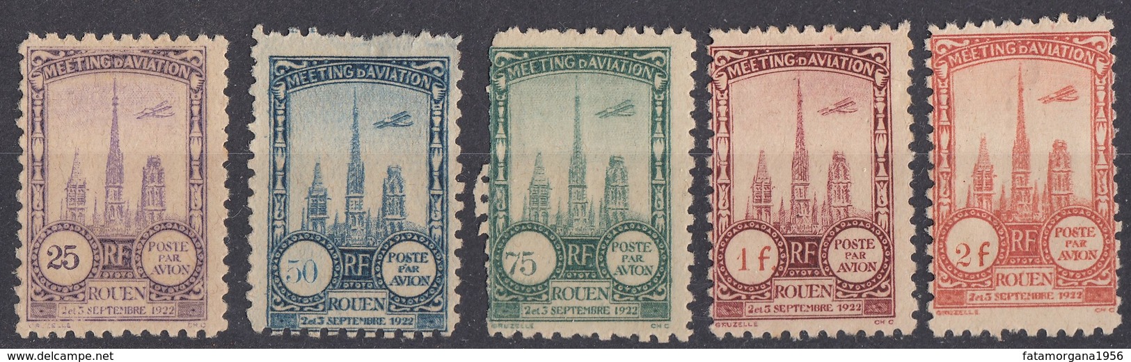 FRANCE - Lotto Di 5 Erinnofili Differenti, Nuovi MH: Rouen, 1922, Meeting D'aviation. - Other & Unclassified