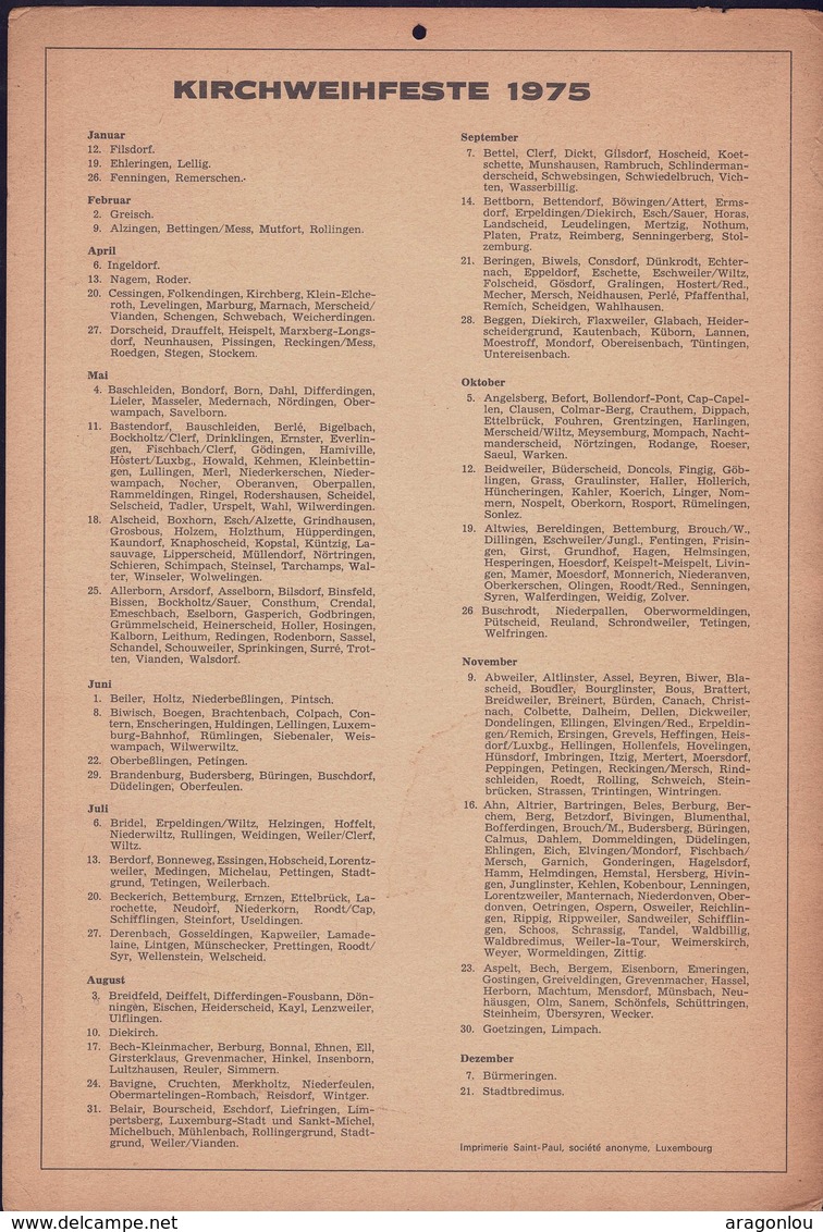 Luxembourg 1975, Calendrier Luxemburger Wort, Imprimerie St.Paul, Grand Format, Bassin Minier  2 Scans - Grand Format : 1971-80