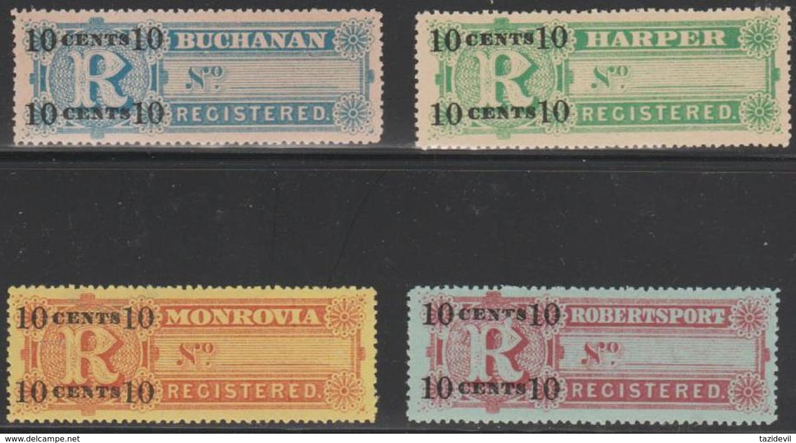 LIBERIA - 1894 Set Of Four Registration Stamps. Scott F6-9. Mint * - Liberia