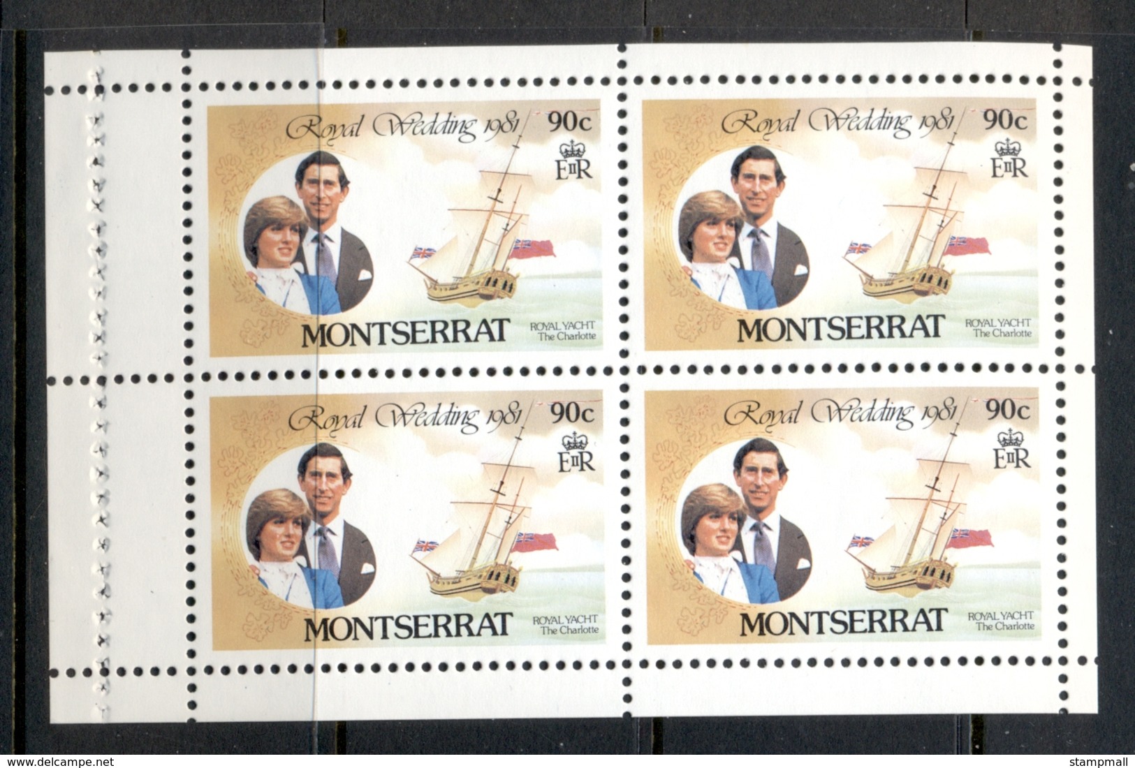 Montserrat 1981 Royal Wedding Charles & Diana 90c Booklet Pane MUH - Montserrat