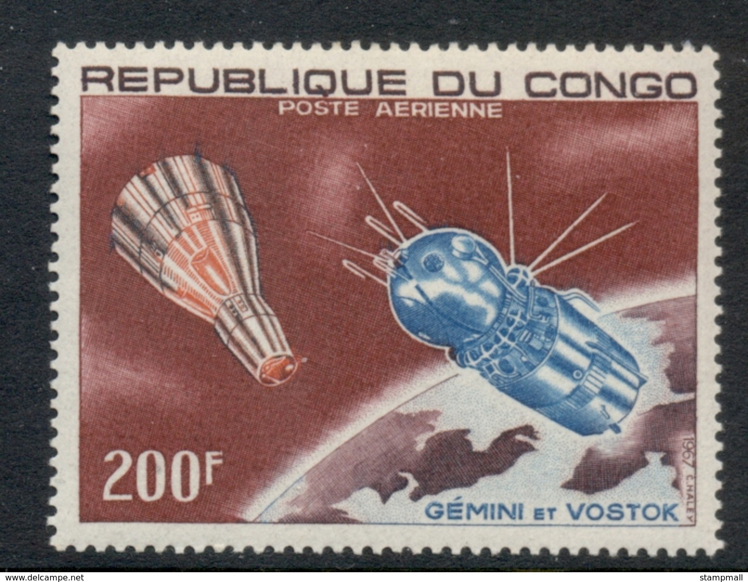 Congo 1967 Spacecraft Gemini & Vostok 200f MLH - Mint/hinged