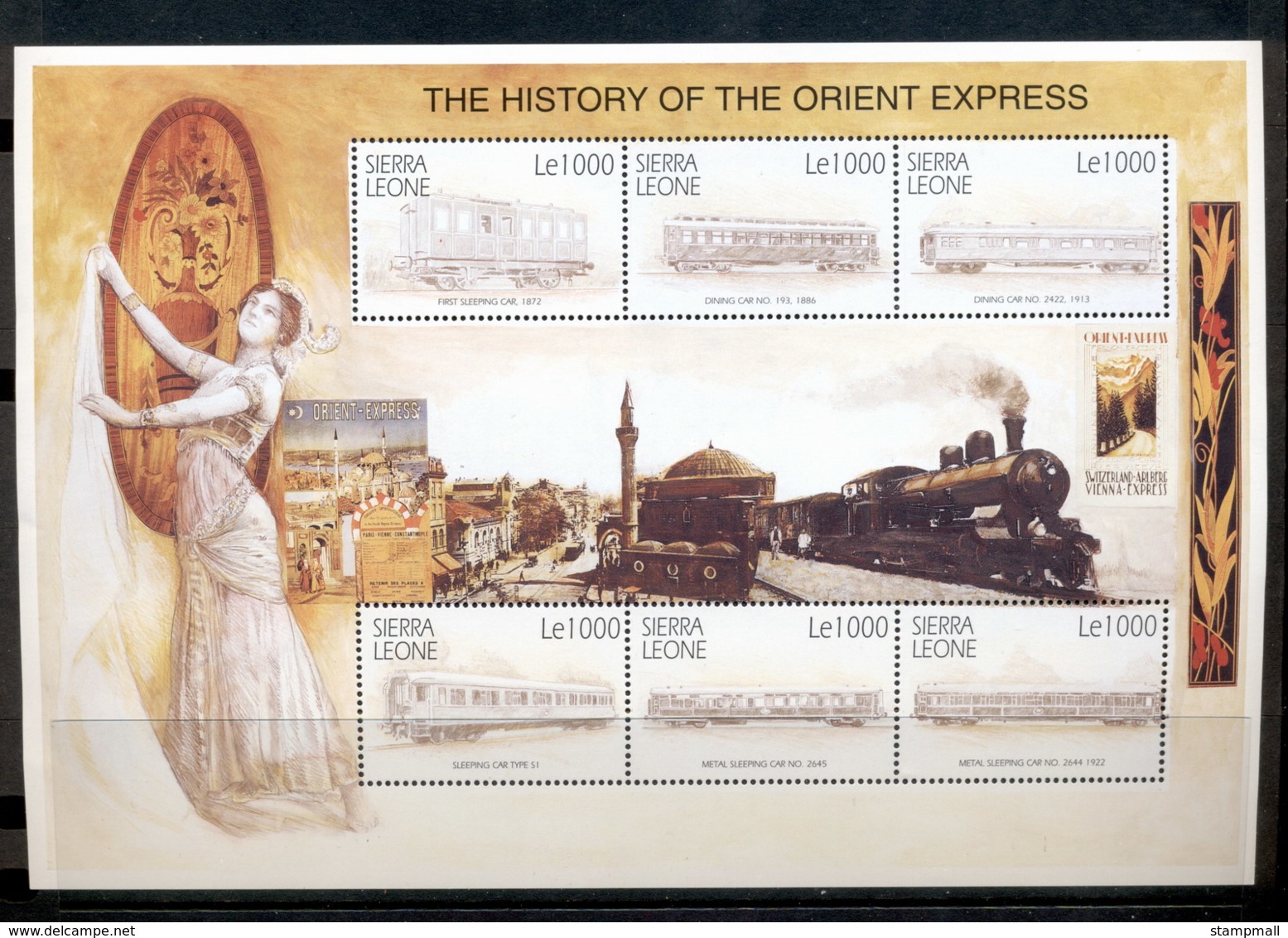 Sierra Leone 2001 History Of The  Orient Express First Sleeping Car Sheetlet MUH - Sierra Leona (1961-...)