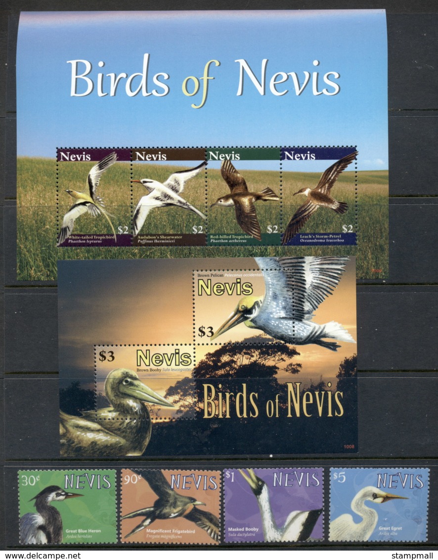 Nevis 2010 Birds Of Nevis + 2xMS MUH - St.Kitts And Nevis ( 1983-...)