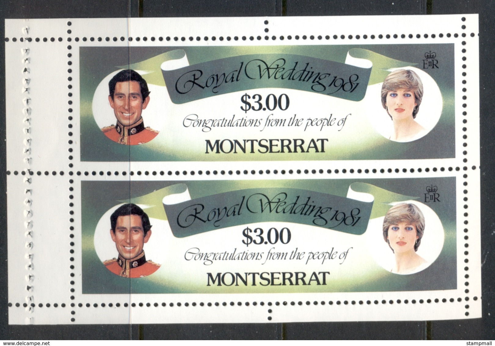 Montserrat 1981 Royal Wedding Charles & Diana $3 Booklet Pane MUH - Montserrat