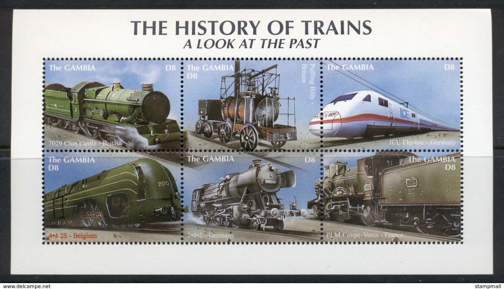 Gambia 2001 History Of Trains Sheetlet MUH - Gambia (1965-...)