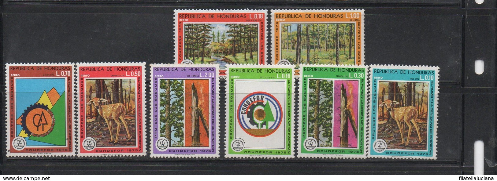 Honduras 1976 MNH Full Set Scott C592-C599 Forest Protection Deer - Honduras