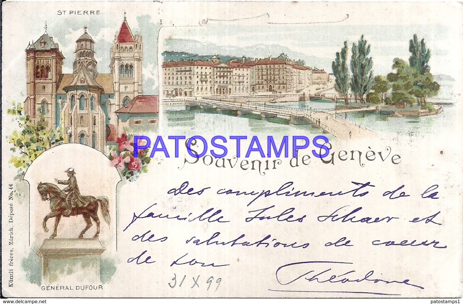 113451 SWITZERLAND GENEVE ART ST PIERRE BRIDGE AND MULTI VIEW CIRCULATED TO ARGENTINA  POSTAL POSTCARD - Genève