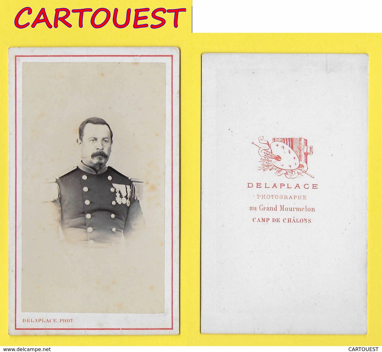 ֎ Photographie Albumen ֎ CDV Circa 1870 DELAPLACE Au Grand Marmelon CAMP DE CHALONS  Portrait  MILITAIRE & Décorations ֎ - War, Military