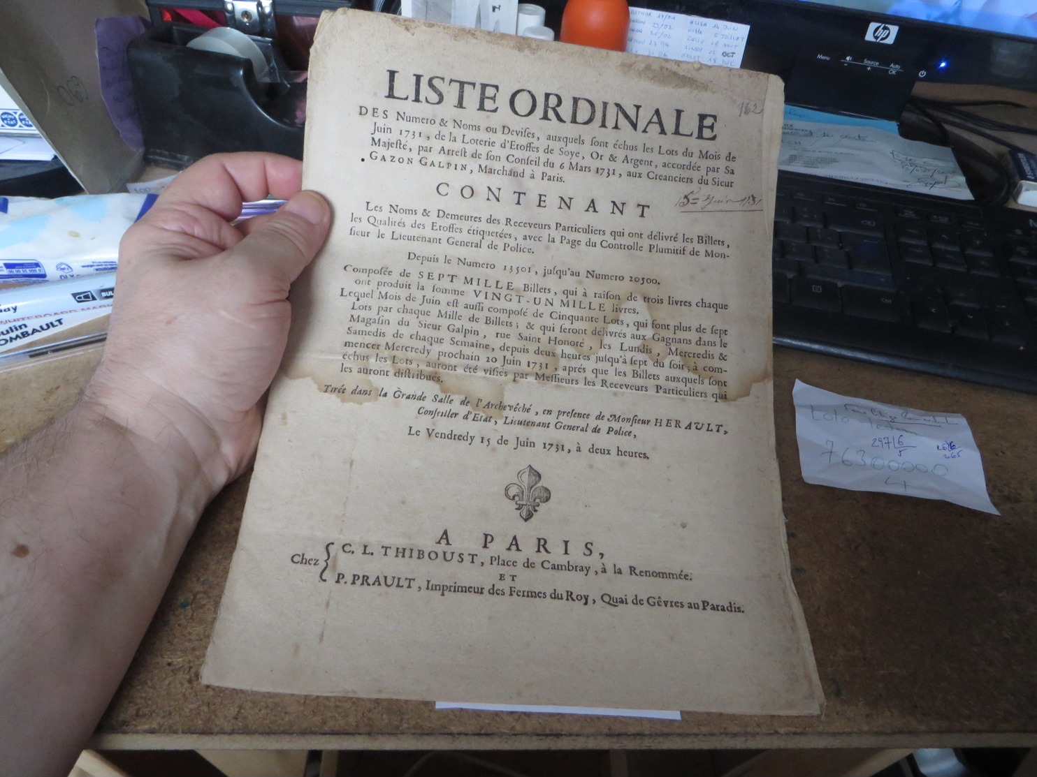 LISTE ORDINALE - Historical Documents