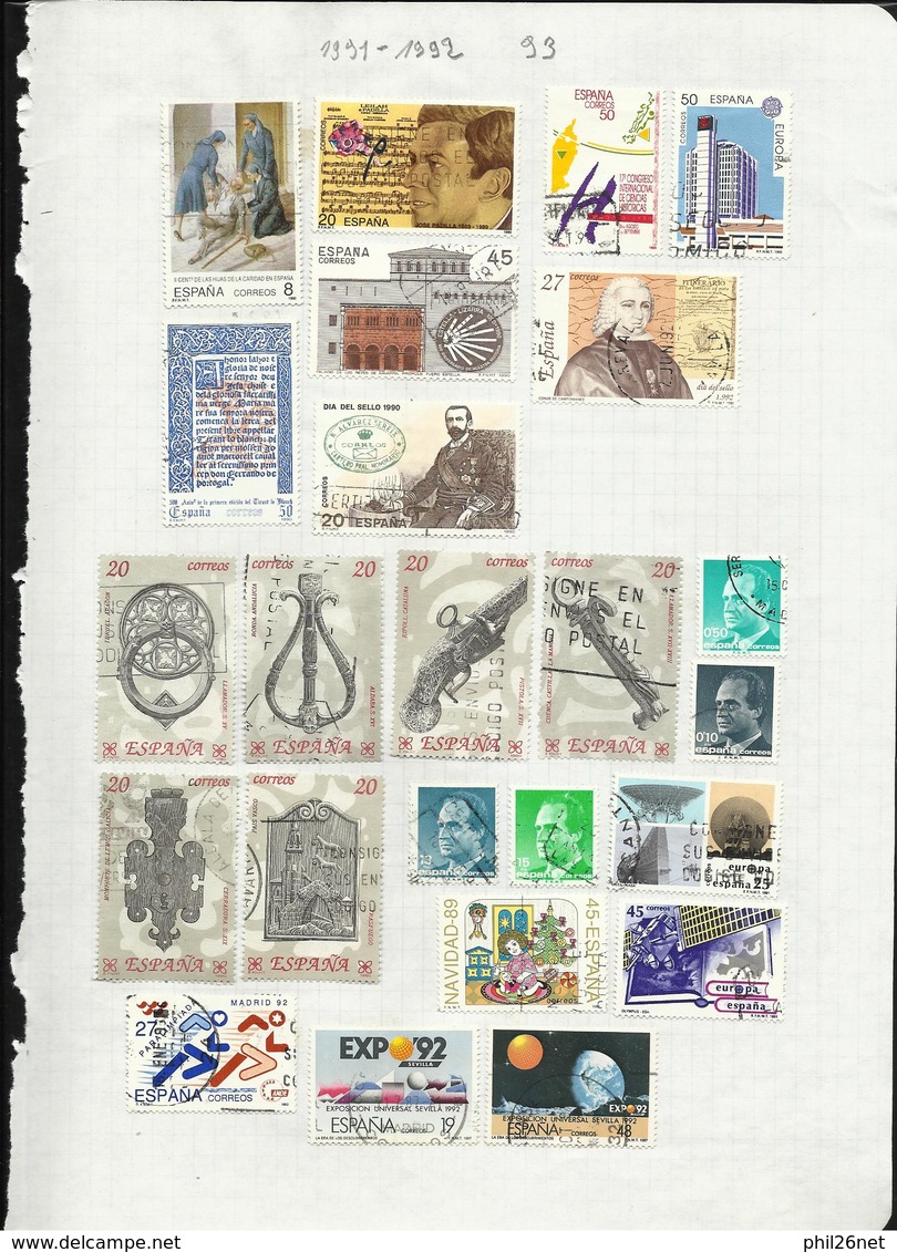 Espagne  de 1971  à  1996  quasiment complet Poste et Blocs Oblitérés B/TB Cachets TB  introuvable ! ! !   Braderie ! !