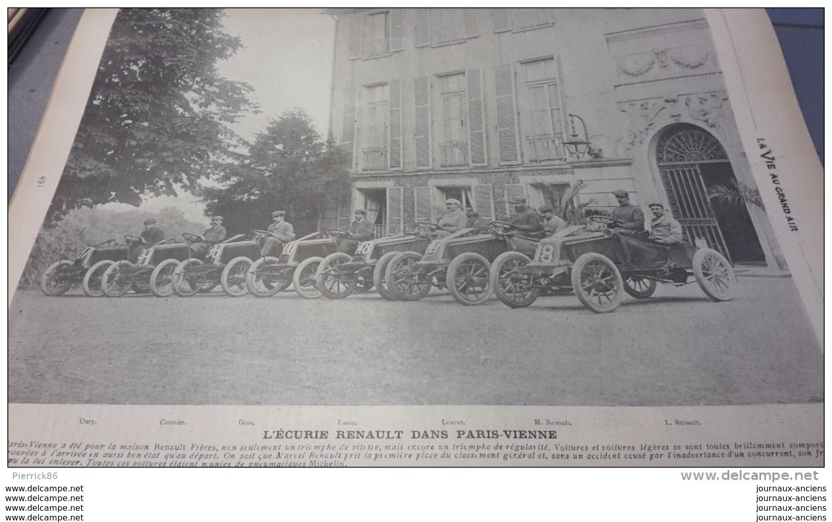 1902 AUTOMOBILE - APRÉS PARIS VIENNE - L'ECURIE RENAULT - GIRARDOT NOGENT SUR SEINE - Autres & Non Classés