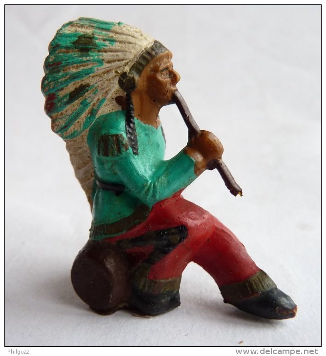 Figurine CYRNOS INDIEN IND III 5 CHEF ASSIS CALUMET 60's Pas Starlux Clairet Incomplet - Militaires