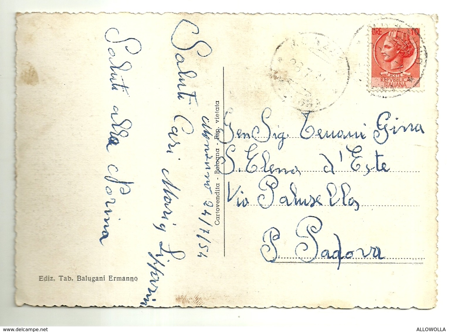 4073 "SALUTI DA MONZUNO M. 630 S.m."4 VEDUTE   CART. POST. ORIG. SPED.1954 - Saluti Da.../ Gruss Aus...