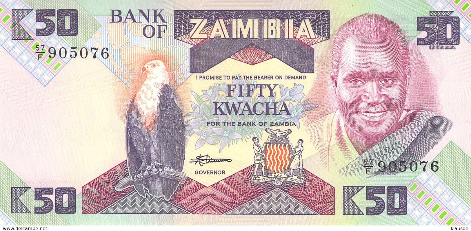 50 Kwacha Banknote Bank Of Zambia UNC - Sambia