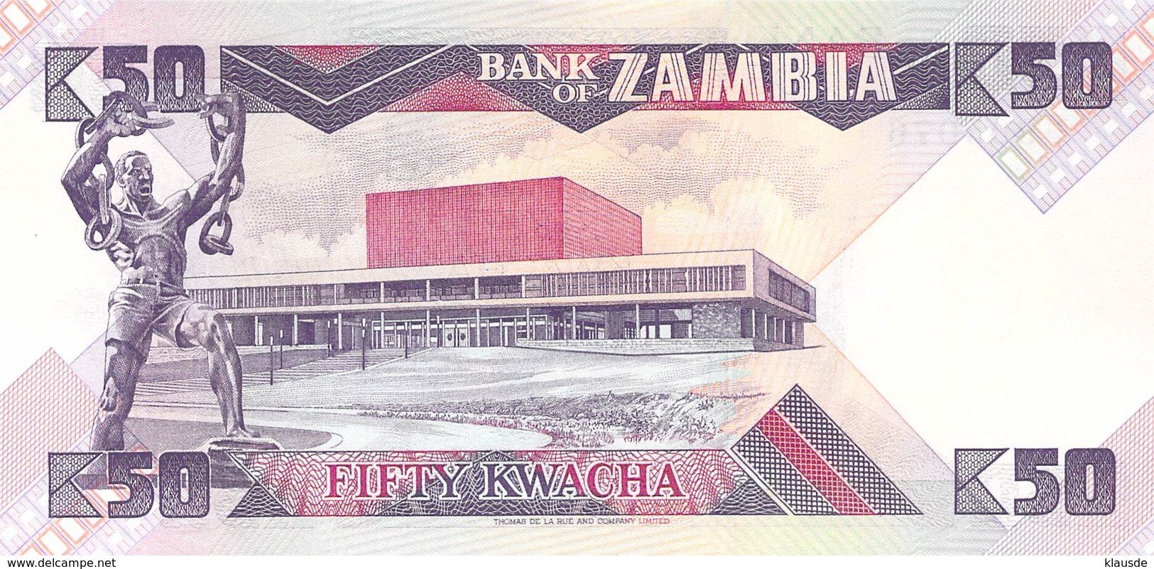 50 Kwacha Banknote Bank Of Zambia UNC - Zambia