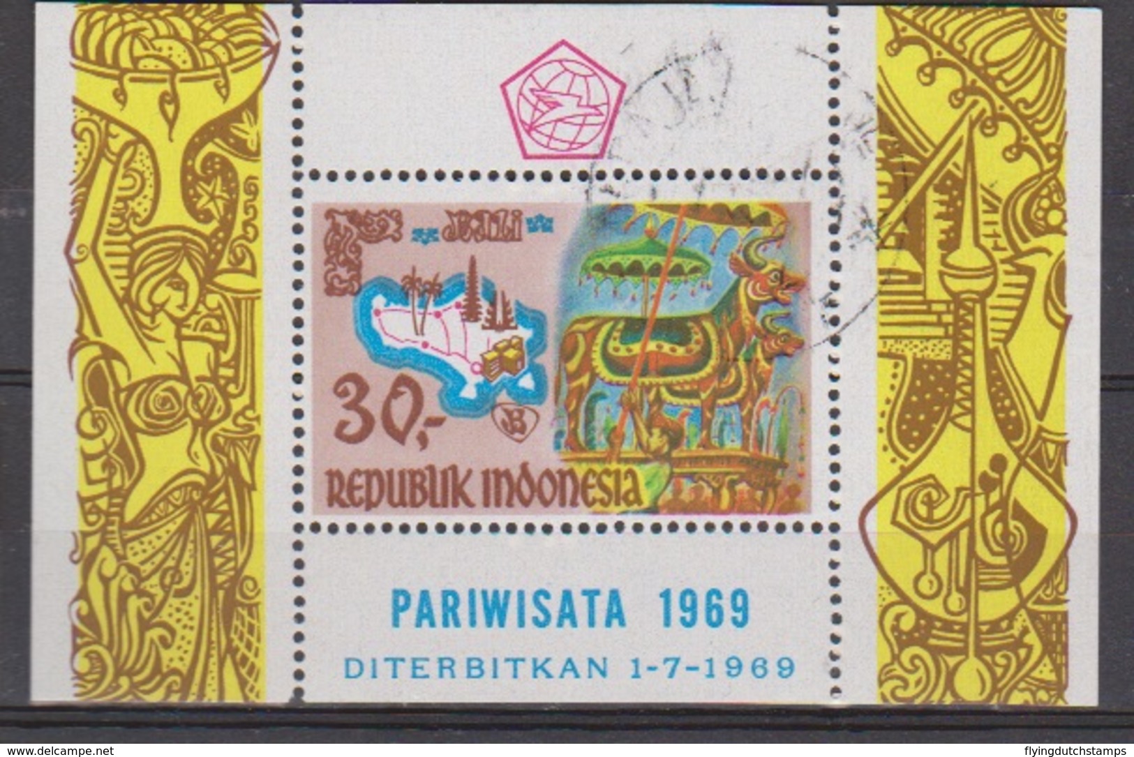 Indonesie Indonesia Blok Sheet 650 (B15) Used ; Ter Stimulering Van Het Toerisme Op Bali 1969 - Andere & Zonder Classificatie