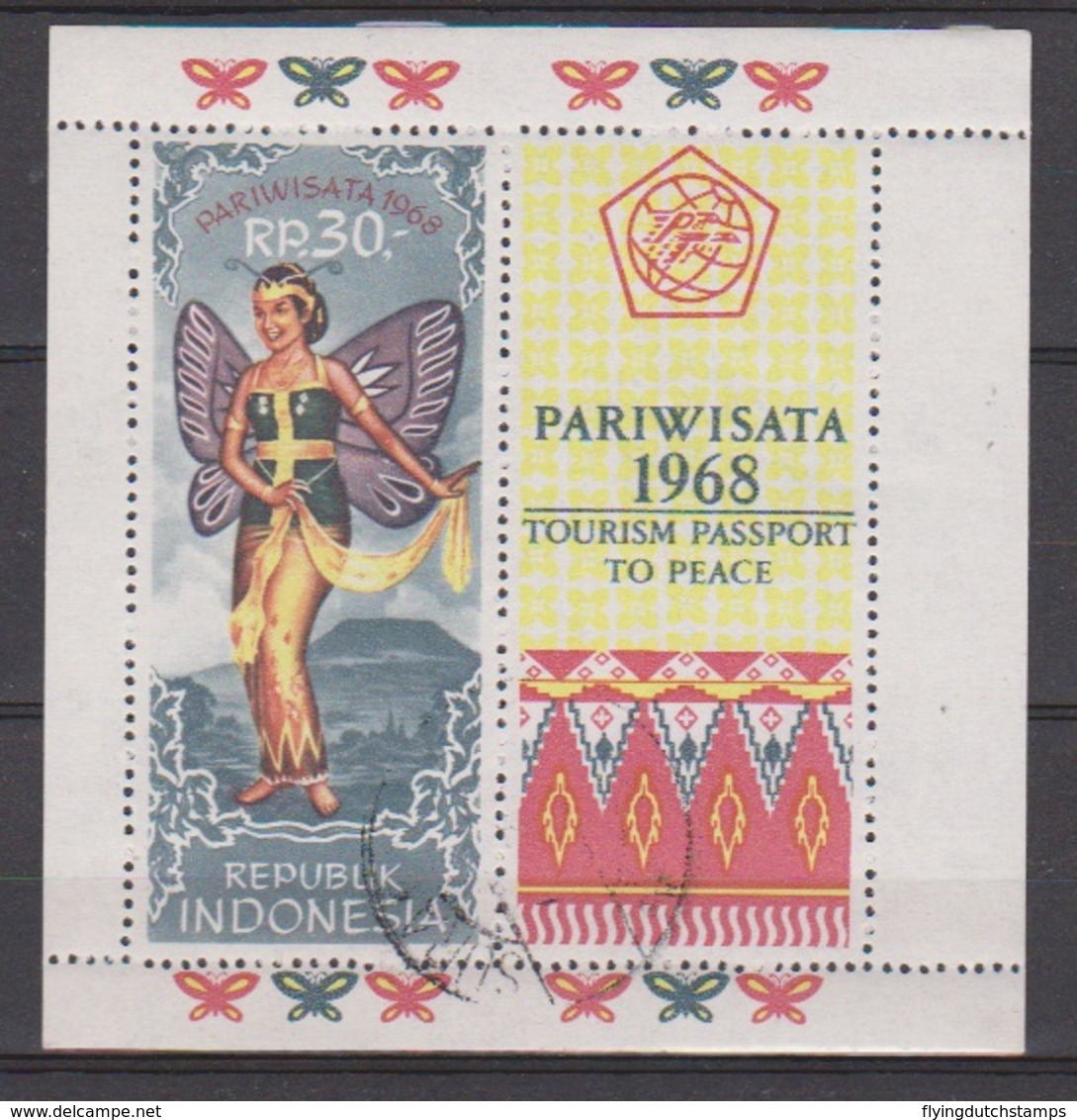 Indonesie Indonesia Blok Sheet 614 (B11) Used ; Ter Stimulering Van Het Toerisme Jaar 1968 - Andere & Zonder Classificatie