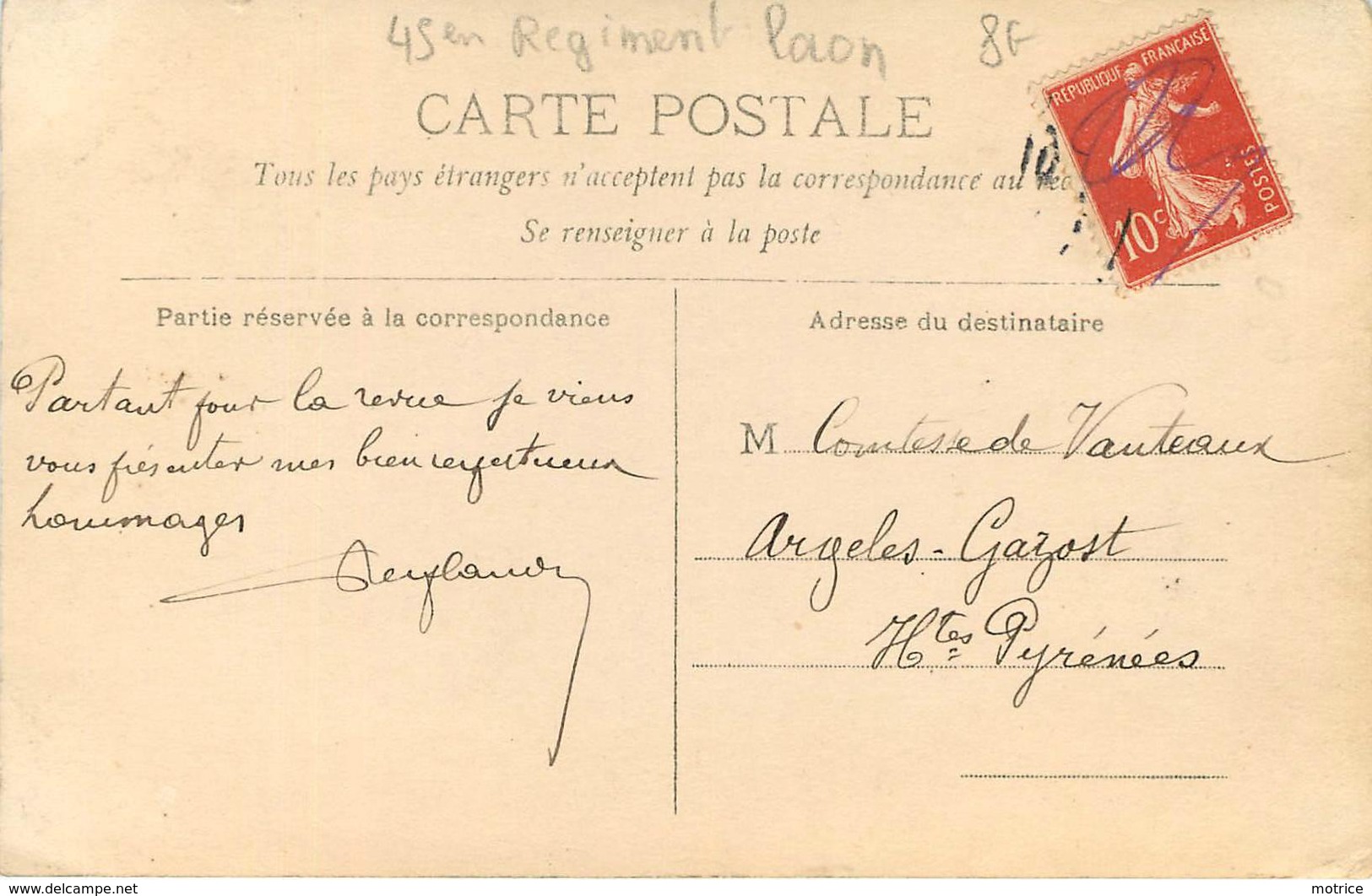 CARTE PHOTO - Militaire Du 45 Régiment à Laon. - Régiments