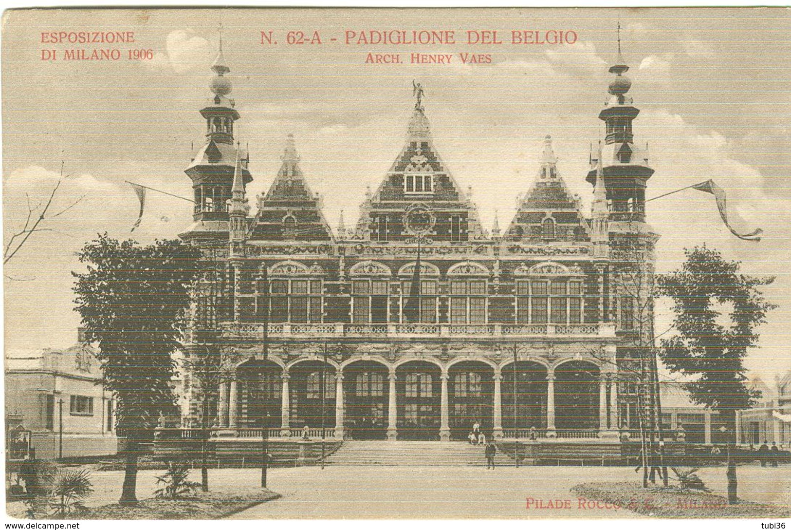 ESPOSIZIONE MILANO 1906 - PADIGLIONE DEL BELGIO ,B/N,ANIMATA,VIAGGIATA,1906, - Exposiciones