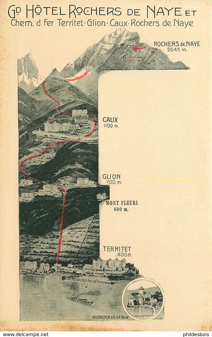 SUISSE   Grand Hotel ROCHERS De NAYE Chemin De Fer Territet ,Glion , Caux, Rochers De Naye - Roche