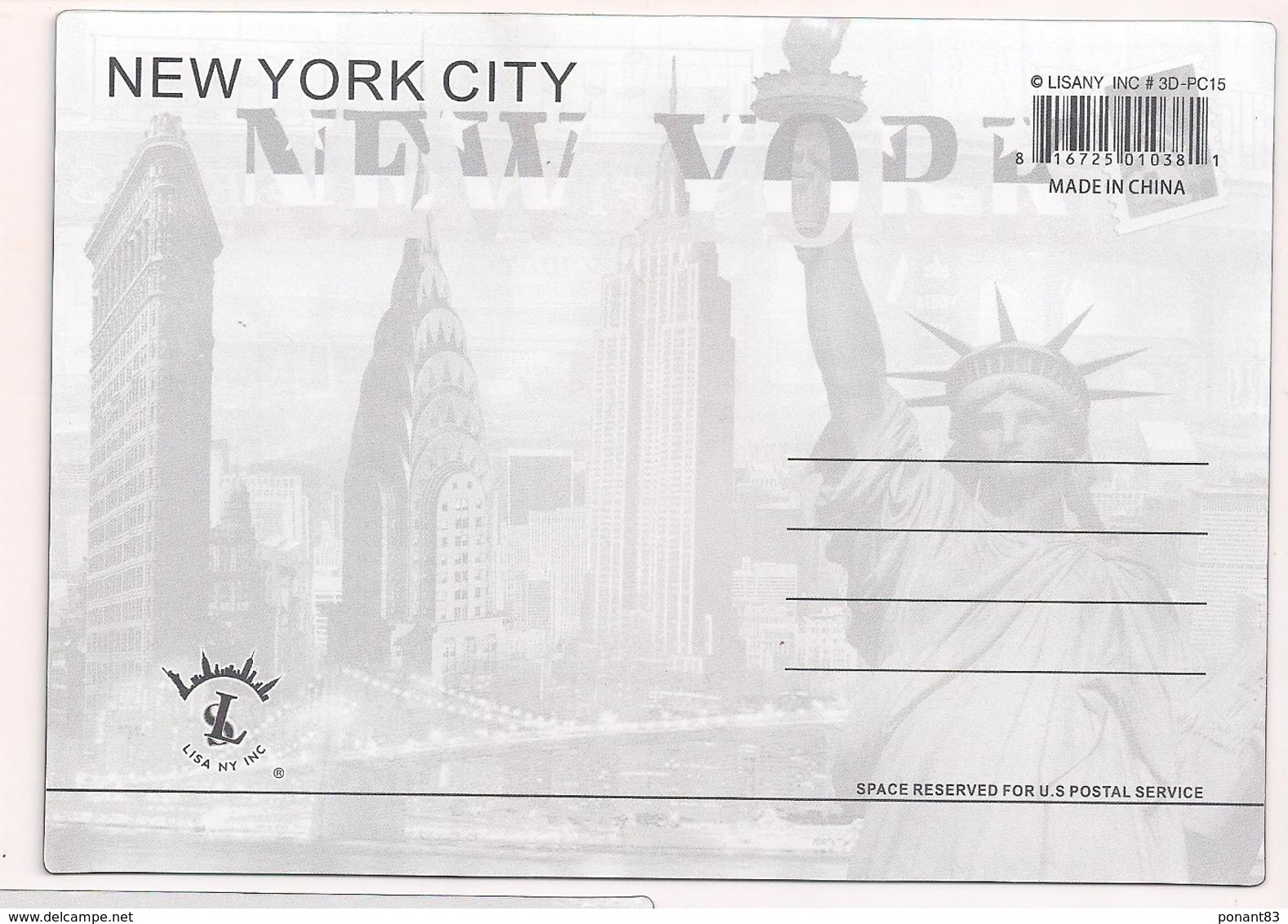 Carte 3D Lenticulaire - New York - Statue De La Liberté Et Les Tours , Pont De Brookling - Format 17 X 12 Cm - - Autres Monuments, édifices