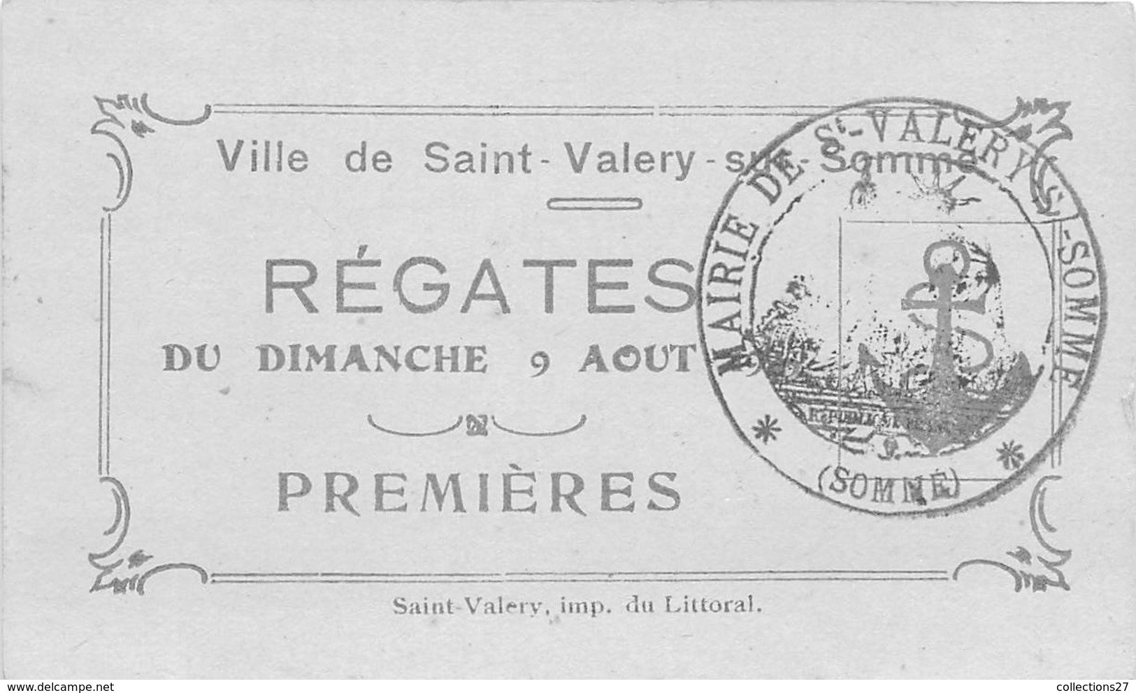 80-SAINT-VALERY-SUR-SOMME- TICKET DE REGATES DE ST VALERY - Europe