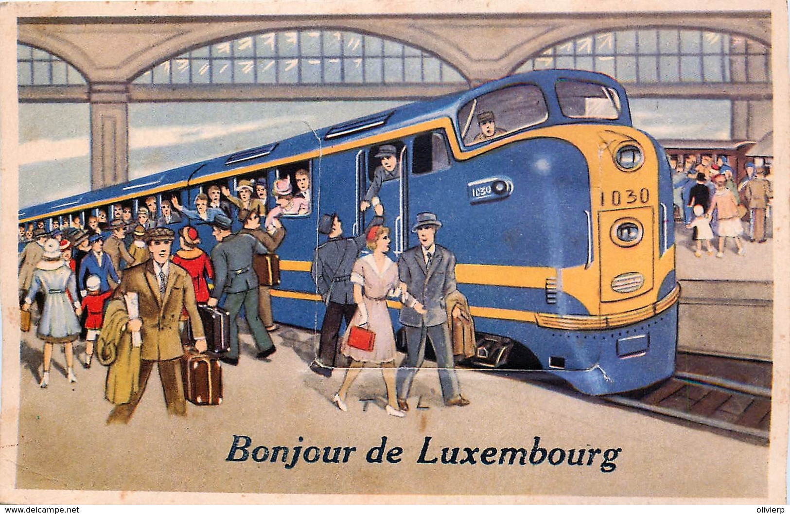 Luxembourg - Fantaisie - Bonjour De Luxembourg - Gare - Train - Voyageurs - Luxembourg - Ville