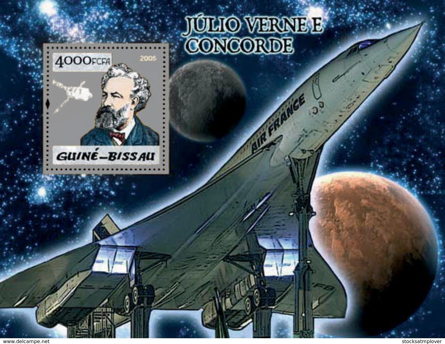 Guinea Bissau 2005 Concorde & Jules Verne  Silver Embossed - Guinea-Bissau