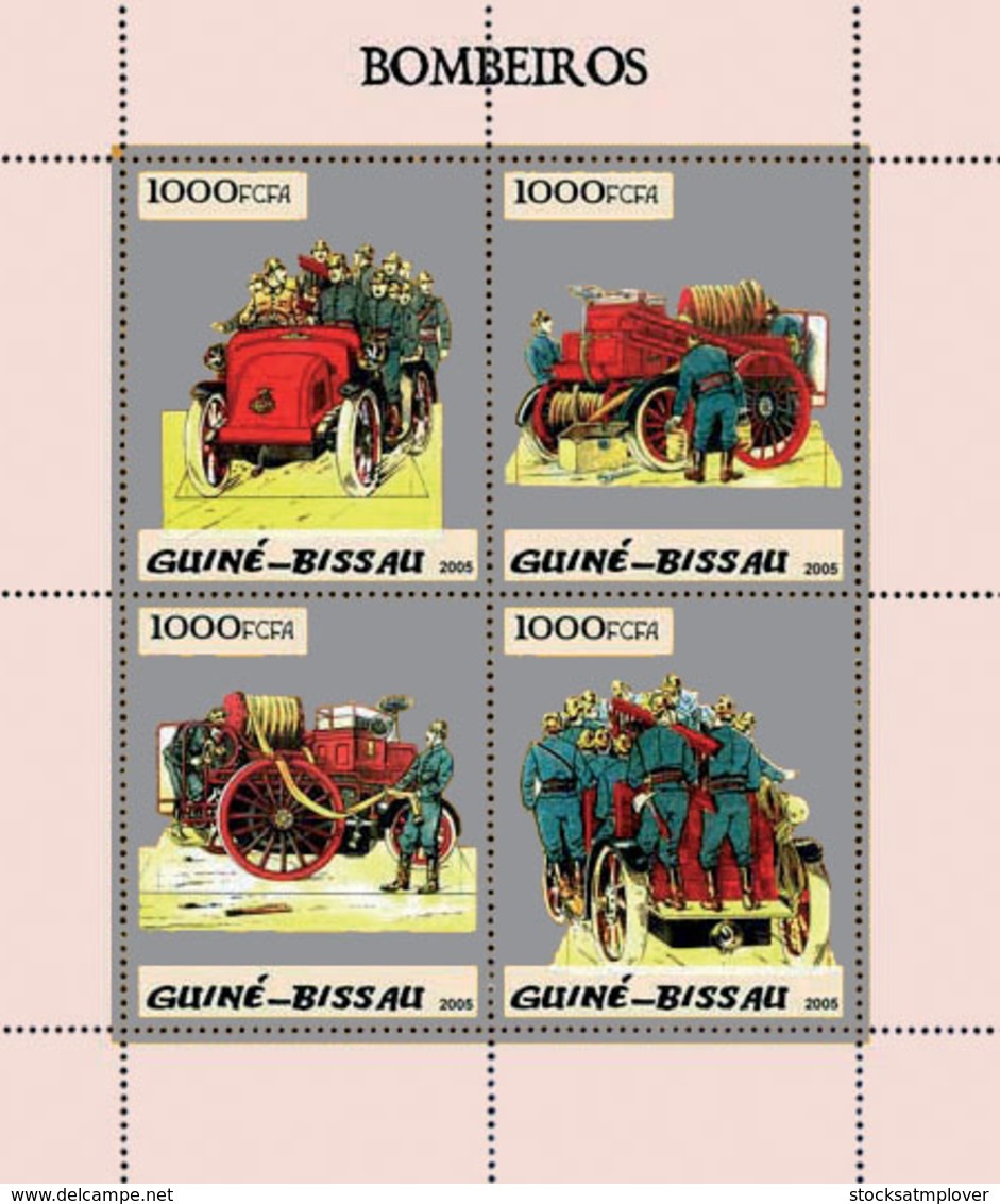 Guinea Bissau 2005 Fire Engines Silver Embossed - Guinea-Bissau