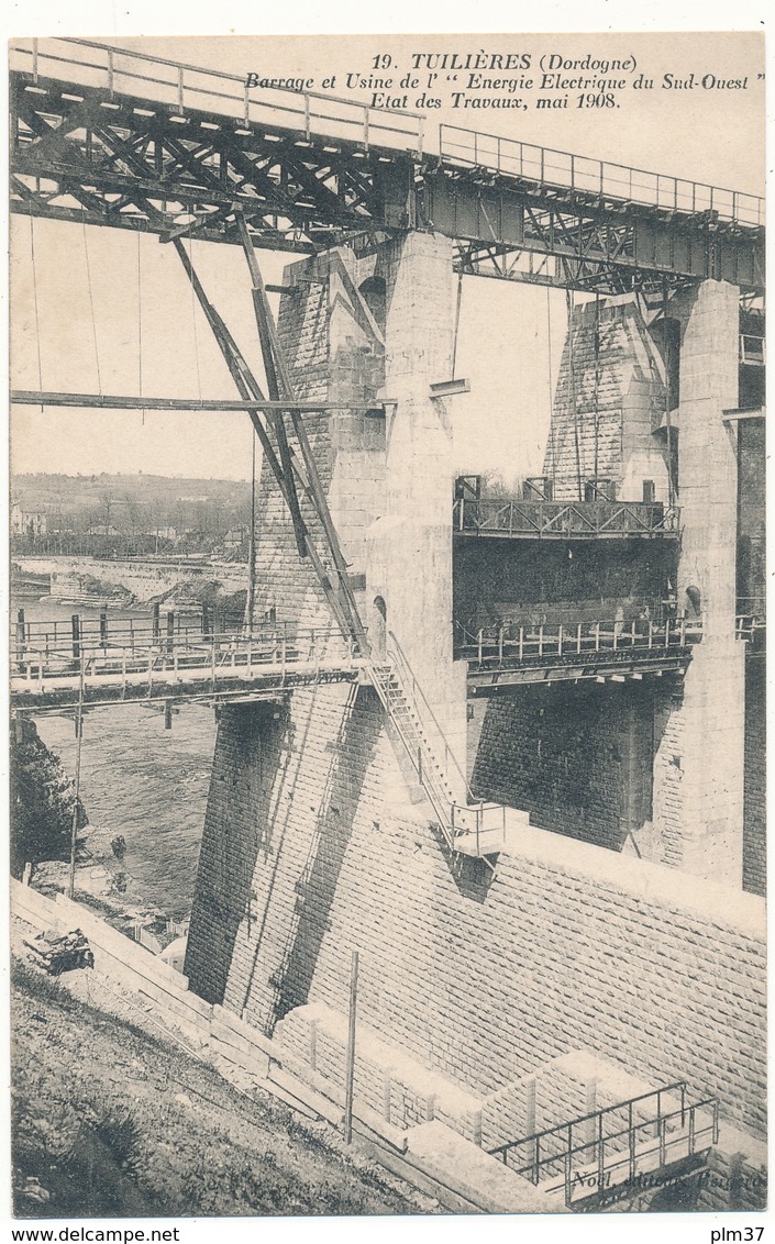 MOULEYDIER,  TUILIERES - Barrage Et Usine De L'"Energie Electrique" -  Etat Des Travaux Mai 1908 - Sonstige & Ohne Zuordnung