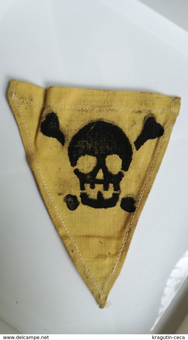 GERMAN GERMANY WWII WARNING MINE MINENFELD DANGER Sign Military MINEFIELD MARK PATCH flicken DEUTSCHE SKULL TOTENKOPF