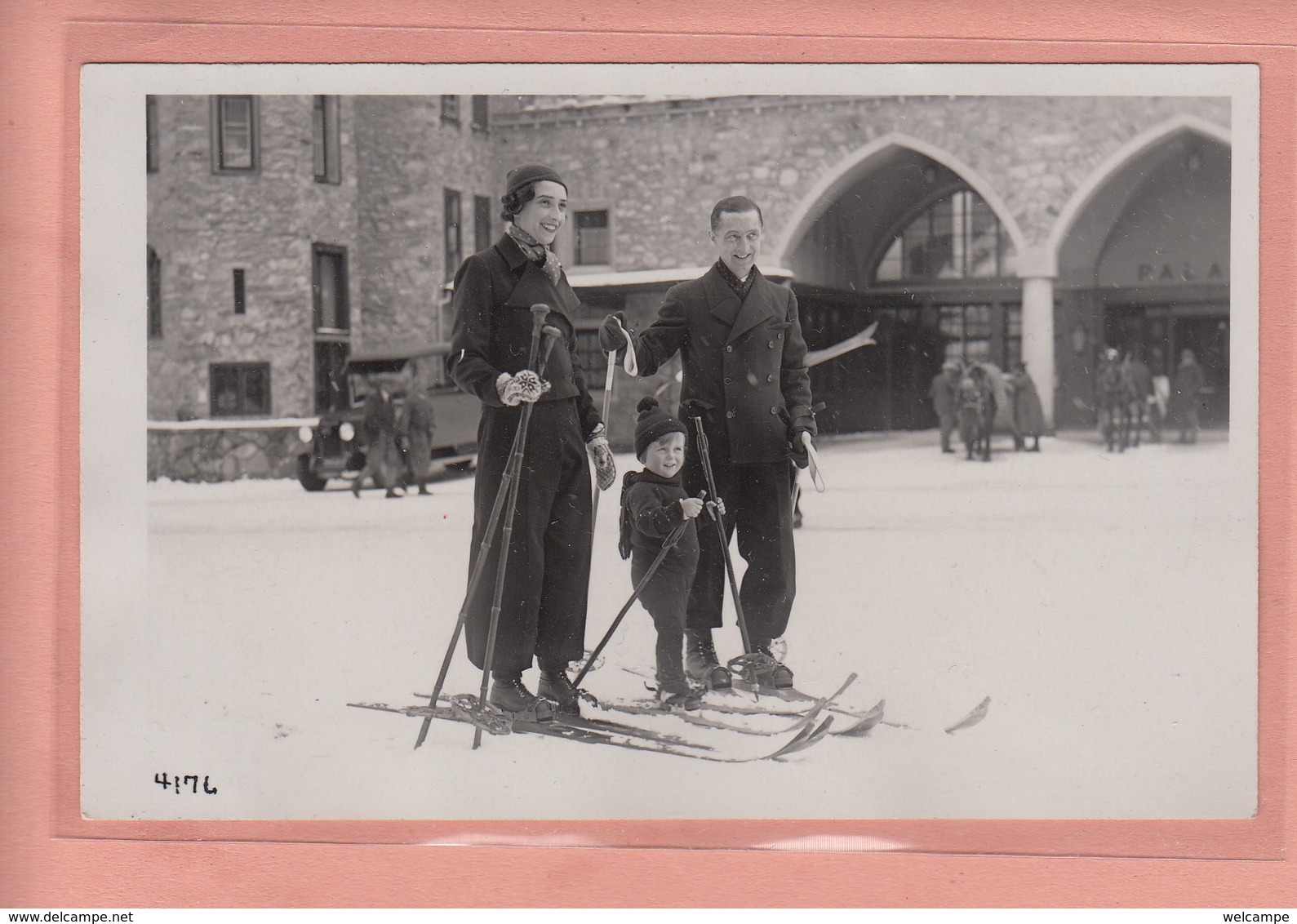 OLD  PHOTO POSTCARD -  SWITZERLAND - ST. MORITZ - WINTERSPORT - SKI - POSTAUTO - Saint-Moritz