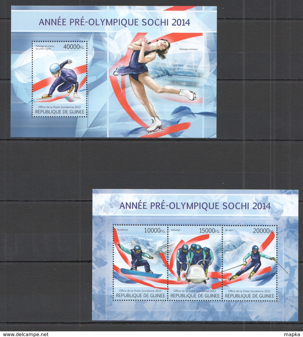 ST1325 2013 GUINEE GUINEA SPORT WINTER OLYMPIC GAMES SOCHI PRE-OLYMIC YEAR KB+BL MNH - Inverno 2014: Sotchi