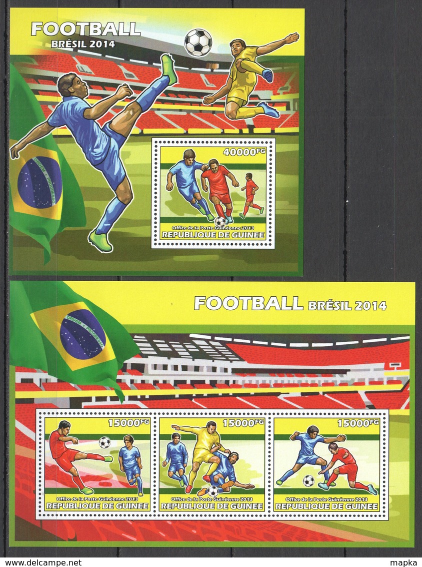 ST1343 2013 GUINEE GUINEA SPORT FOOTBALL WORLD CUP BRASIL 2014 KB+BL MNH - 2014 – Brasile