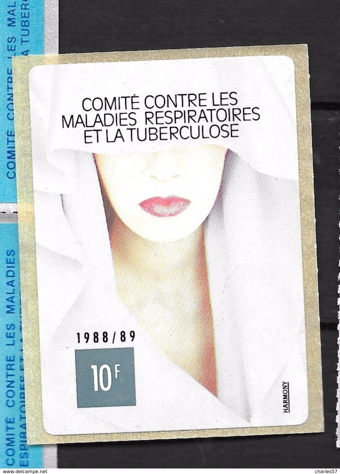 France: Petite Vignette De 6 X 8 Cm (Comité Contre Les Maladies Respiratoires Et La Tuberculose,10f De 1988/89) - Antitubercolosi