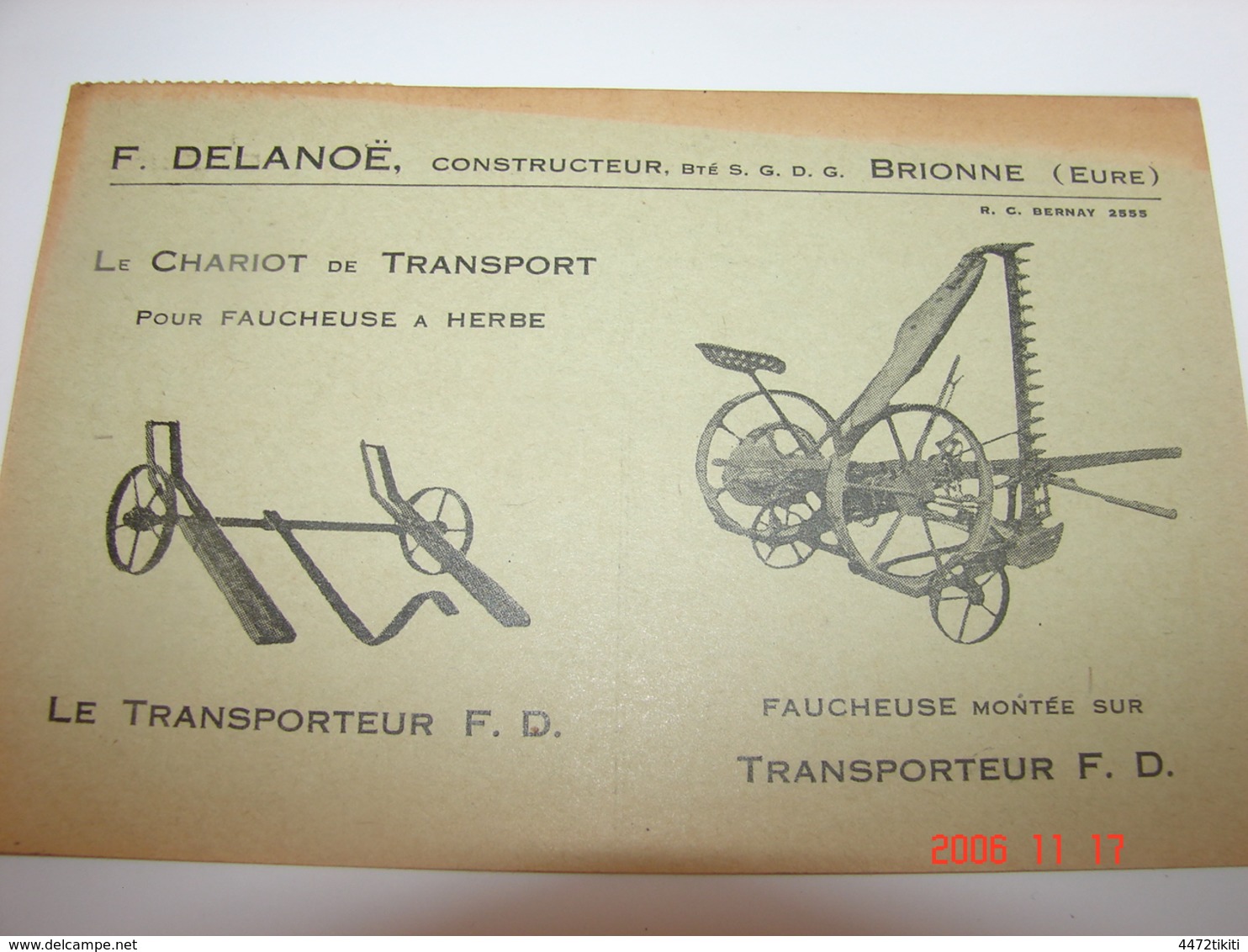 C.P.A..- Brionne (27) - Delanoë Constructeur - LeTransporteur F.D.- 1927 - SUP (BO 74) - Autres & Non Classés