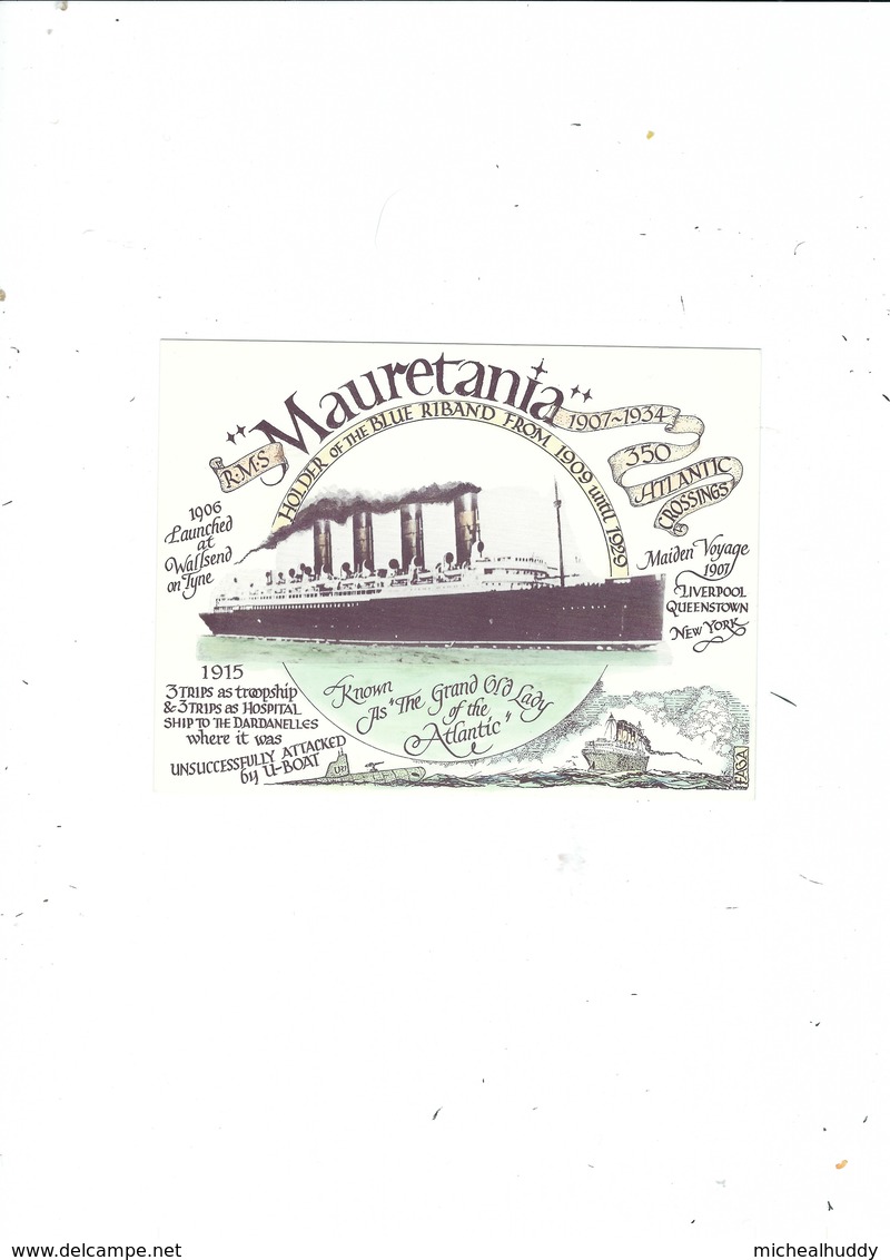 A FAGA  POSTCARD  PUBL IN THE 80S  RMS MAURETANIA  1907-1934 - Steamers