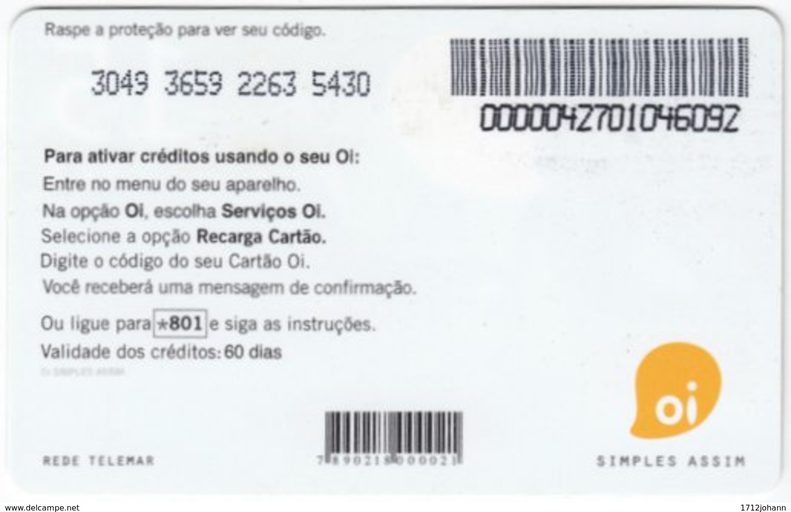 BRASIL I-313 Prepaid Oi - Television, MTV - Used - Brasilien